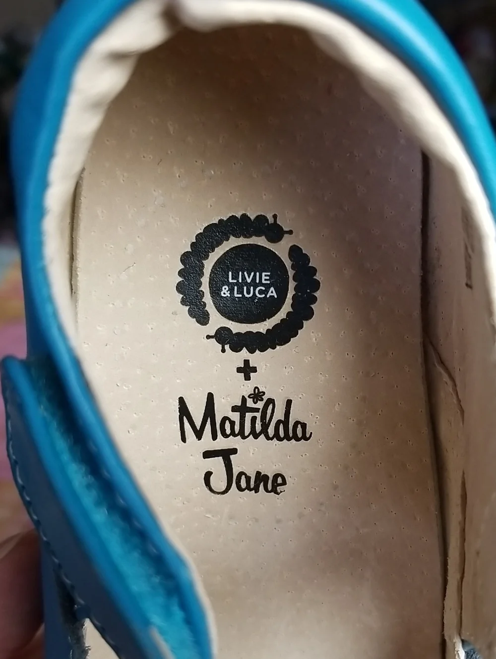 Matilda Jane Teal Blue Mary Janes with Pink Soles Size 8 Livie & Luca Astrid